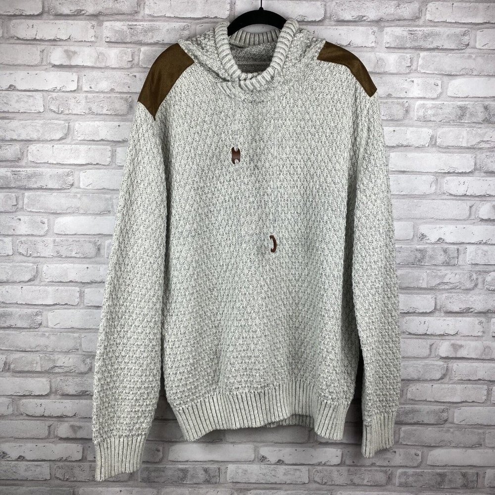 XRAY Jeans Sweater Mens XL Gray w/Brown Shoulders Mock Neck